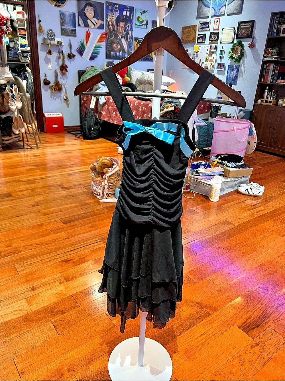 Black Ruched Mini Dress Like New